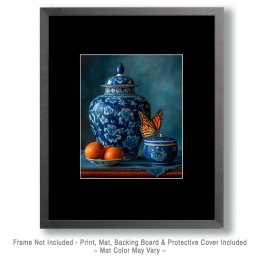 Cobalt Blue Monarch Butterfly Still-Life Art