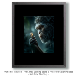 Bigfoot Mesmerized by a Monarch Butterfly Art