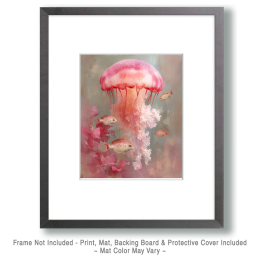Pink Jellyfish with Tropical Fish Art