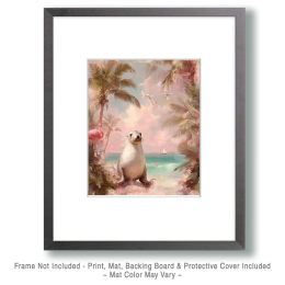 Pink Seal on Beach Scene Art