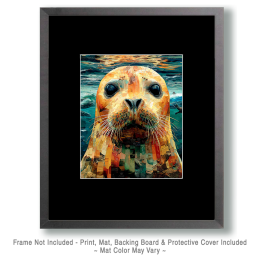 Mixed-Media Worried Harbor Seal Art