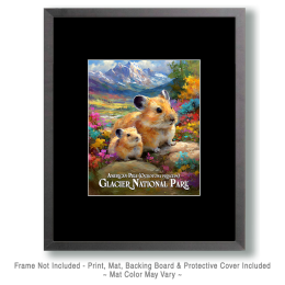 Glacier National Park - Cute Pika Mom and Baby Art