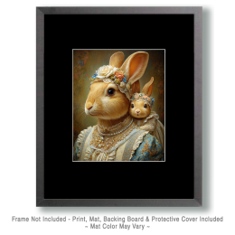 Princess Mom Rabbit with Bunny Baby Art