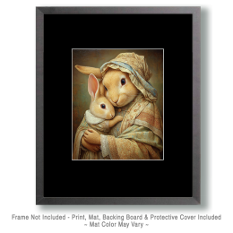 Vintage Mom and Baby Bunny Art