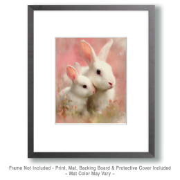 Pink Mom and Baby Bunny Portrait Art