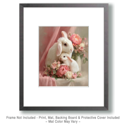 Pink Mom and Baby Bunny Still-Life Art