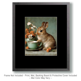 Baby Bunny with Coffee Cup Art
