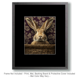 Vintage Rabbit in a Basket Still-Life Art