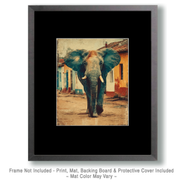 Elephant in Town Vintage Wildlife Art