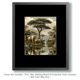 Classic African Elephants Vintage Wildlife Art