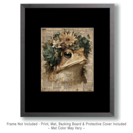 American Toad Wearing a Flower Crown Vintage Wildlife Art