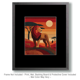 Folk Art African Lion Vintage Wildlife Art