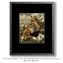 Fox Mom and Kit Vintage Wildlife Art Print