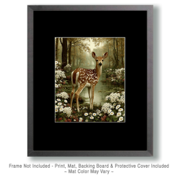Classic Fawn Deer Vintage Style Wildlife Art