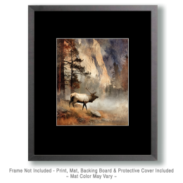 Classic Bull Elk Vintage Style Wildlife Art