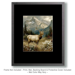 Bull Elk Vintage Style Wildlife Art