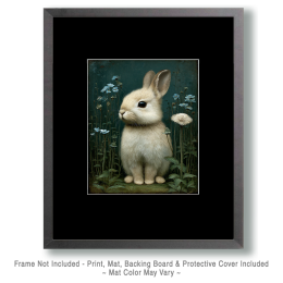 Baby Bunnie Rabbit Vintage Style Wildlife Art