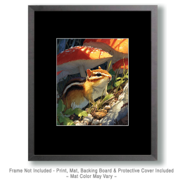 Curious Chipmunk Among Amanita Mushrooms Art