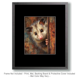 Young Opossum Peeking Around Door Art