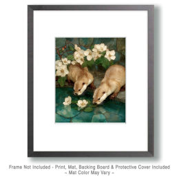 Vintage Otters Drinking Art