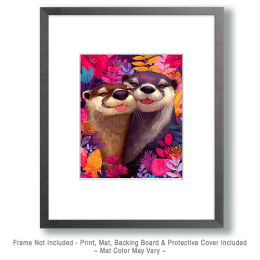 Two Happy Otters Art