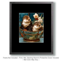Baby Otters in a Bowl Art