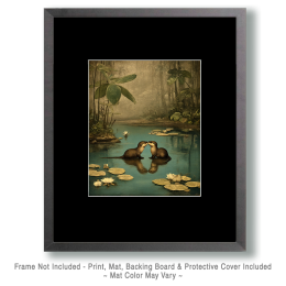 Vintage Otters Kissing Art