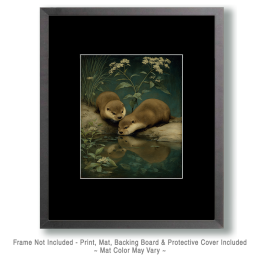 Naturalist Style Otters Drinking Art