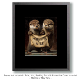 Young Otters Holding Forever Wild Banner Art