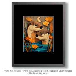 Wood Relief Style Otter Pair Art