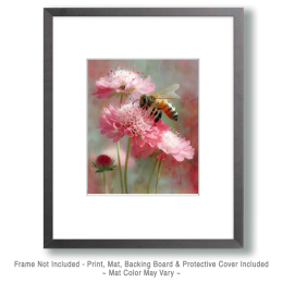 Honeybee on Pink Flower Art