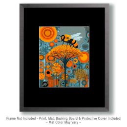 Mid-Century Modern Honeybee on Flower Art