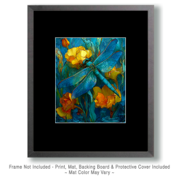 Impressionist Dragonfly on Flowers Art