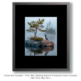 Loon Looking at Googins Island Vintage Style Wildlife Art