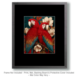 Classic Macaw Parrots Still-Life Vintage Style Wildlife Art
