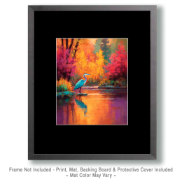 Brilliant Great Blue Heron on Fall Day Wildlife Art