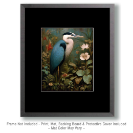 Classic Great Blue Heron Vintage Style Wildlife Art