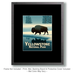 Yellowstone National Park Minimalist Winter Bison Art