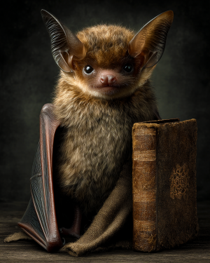 Bat in the Library Art Print