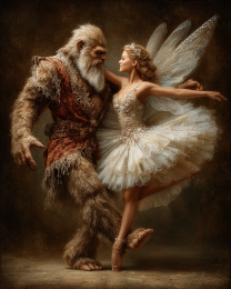 Bigfoot Ballet with Fairy - Funny Cryptid Art Print