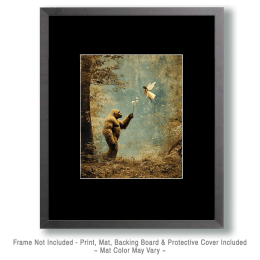 Bigfoot Offering a Floral Gift to a Fairy - Funny Cryptid Art