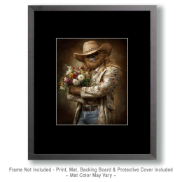 Bigfoot Cwoboy Bouquet Portrait - Funny Cryptid Art