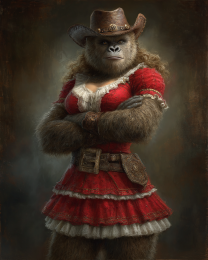 Bigfoot Cowgirl Portrait - Funny Cryptid Art Print