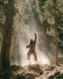 Bigfoot Jumps for Joy, Twins! - Funny Cryptid Art Print