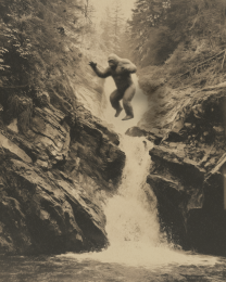 Bigfoot Humor - Bigfoot Jumping into Waterfall