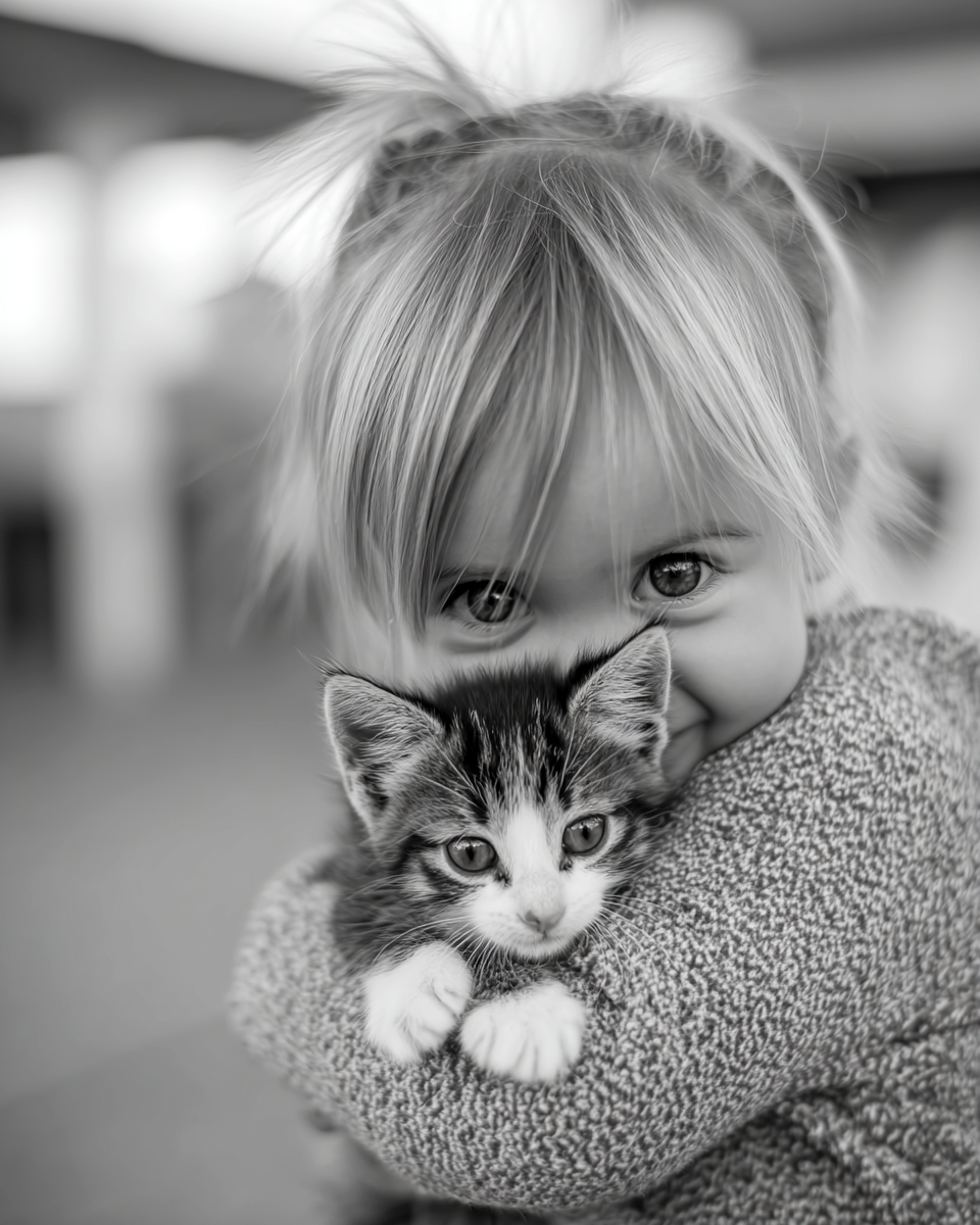 Cindy and Oliver from Iowa - Black & White Art Print