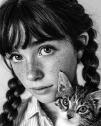 Becky and Bella From Kansas City - Black & White Art Print