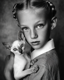 Charlotte and Jinx from North Carolina - Black & White Art Print