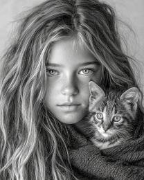 Eureka and Elphie - Black & White Art Print