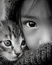 Lingling with Mei from San Francisco - Black & White Art Print